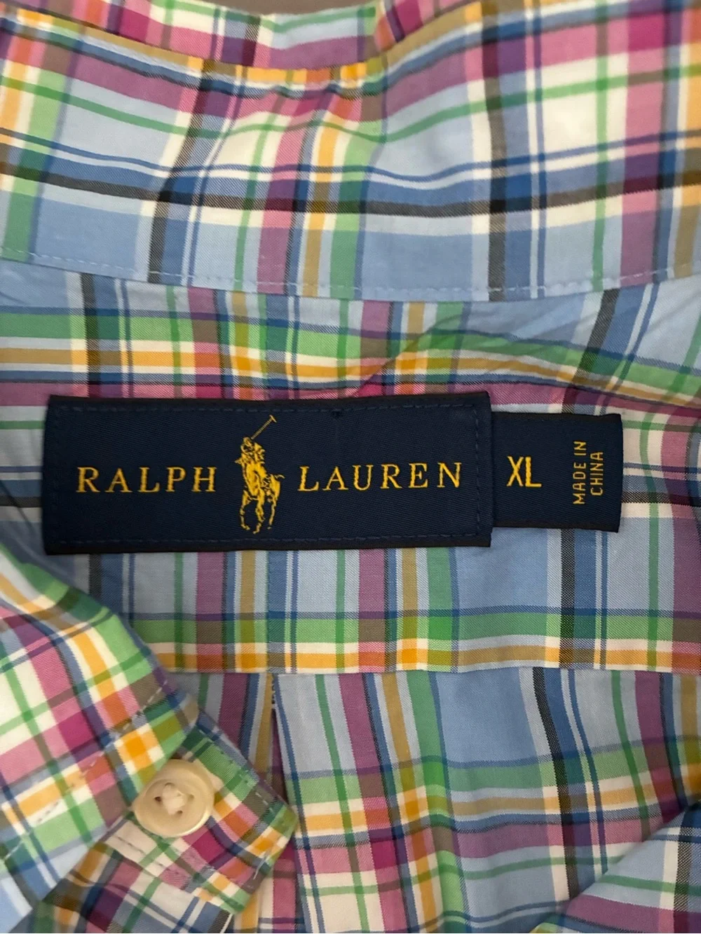 Polo Ralph Lauren Shirt Mens XL Blue Multi Plaid Button Down Pony Logo Cotton